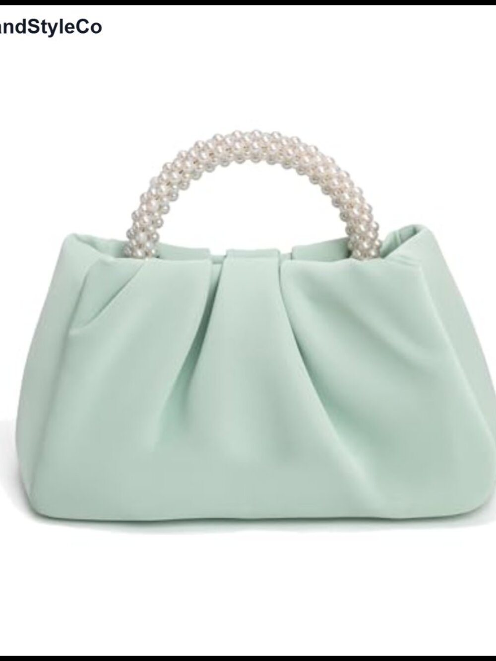 Pearl Leather Evening Clutch Purse Beaded Handle Wedding Bag
